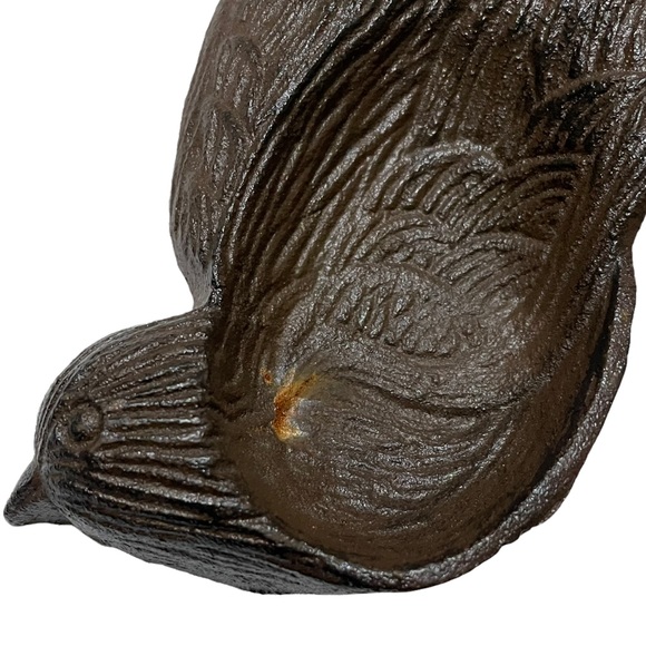 Vintage Cast Iron Ashtrays Sparrow Ornate Detailed Birds Pair Heavy Art Smoking - Picture 6 of 11